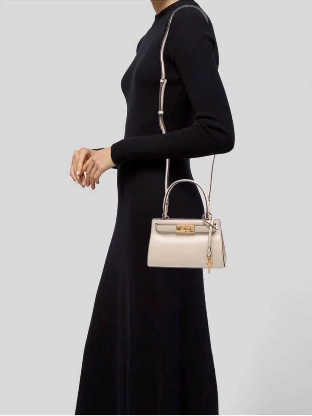 Tory Burch Leather Lee Radziwill Petite Leather Top-Handle Crossbody Bag